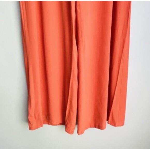 ASTR The Label Wide Leg Crop Trousers Medium Orange Viscose Flat Front Zip Back - Picture 7 of 14
